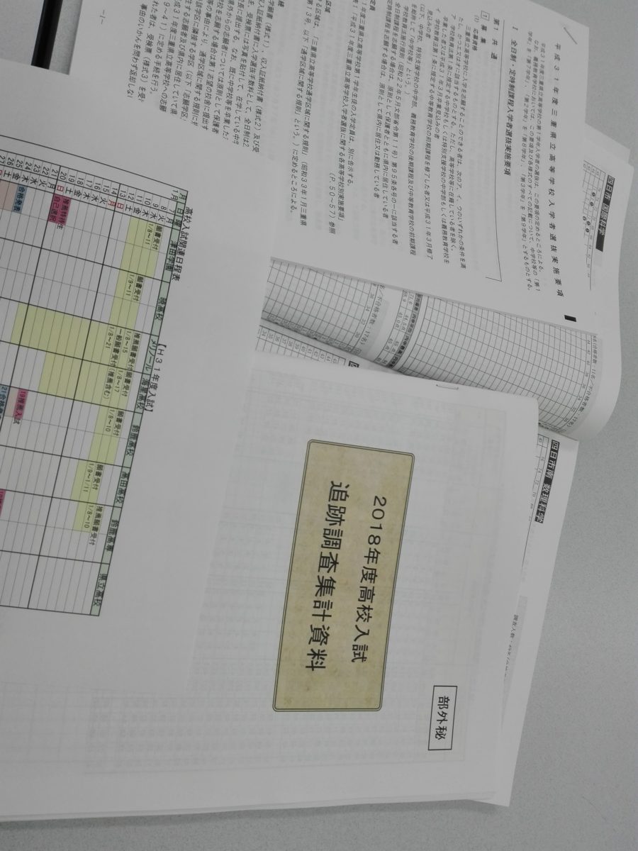 三重県県立高校前期選抜、私立受験校